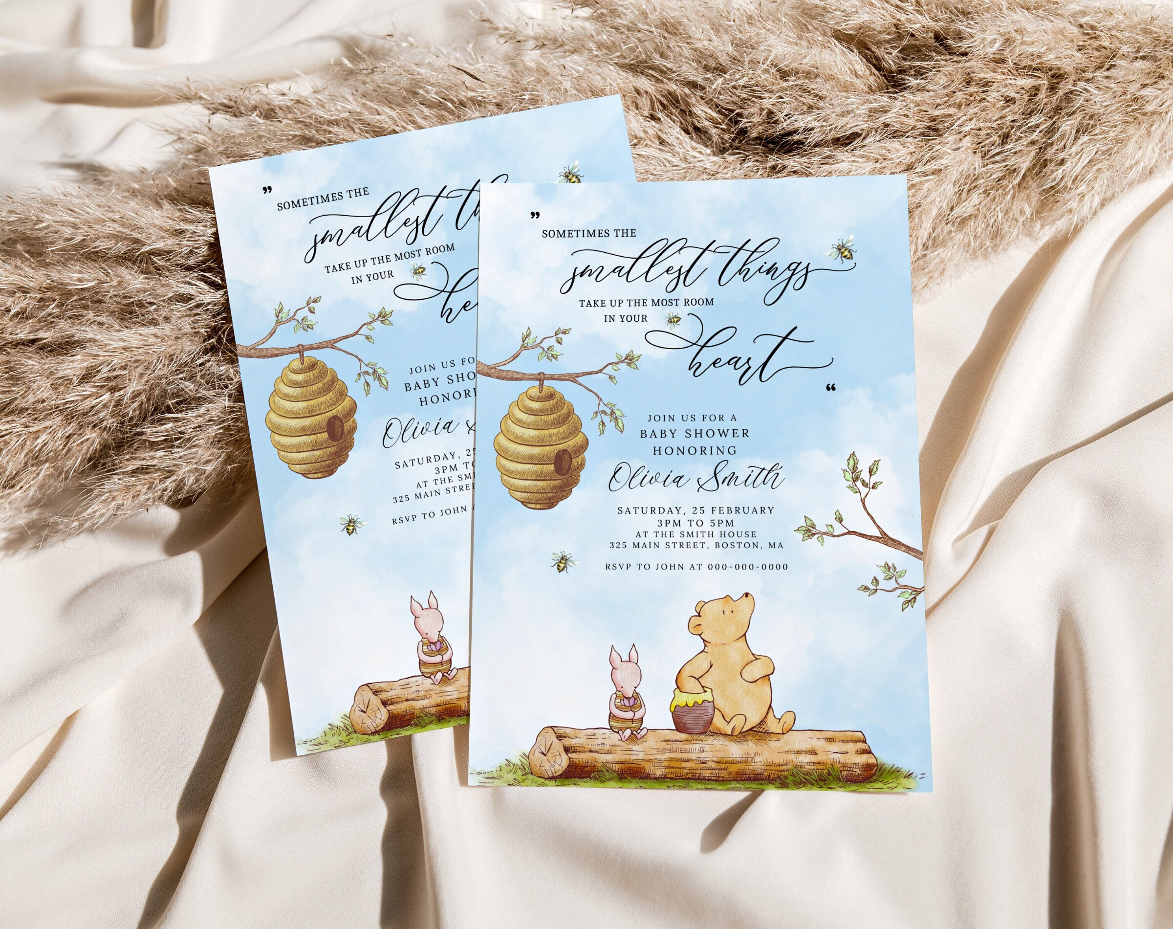 Winnie the Pooh Baby Shower Invitation, Editable &amp; Printable, Winnie the Pooh Baby Shower Invite ...