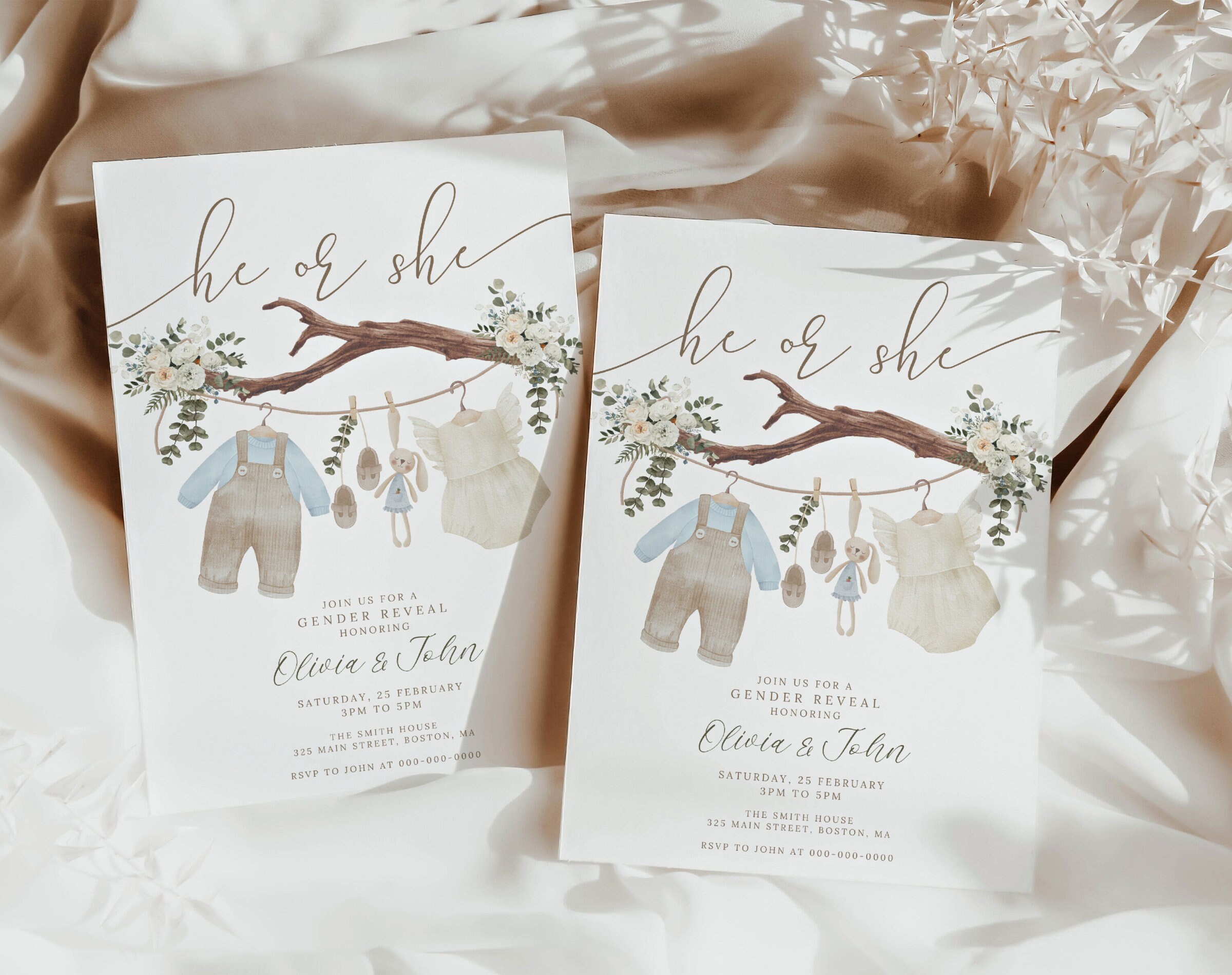 Boho Gender Reveal Invitation Gender Reveal Ideas He or She What Will ...
