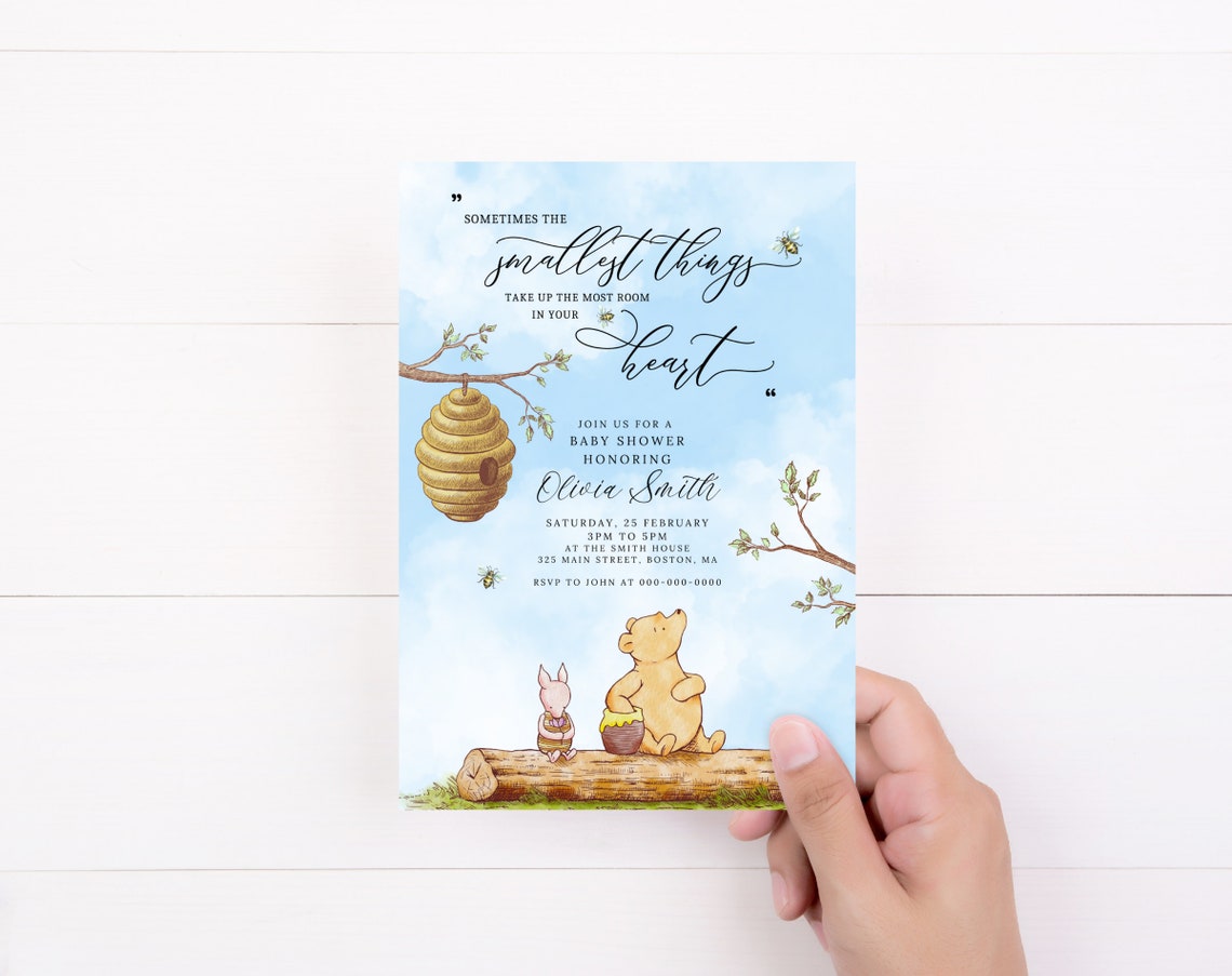 Winnie the Pooh Baby Shower Invitation, Editable &amp; Printable, Winnie the Pooh Baby Shower Invite ...
