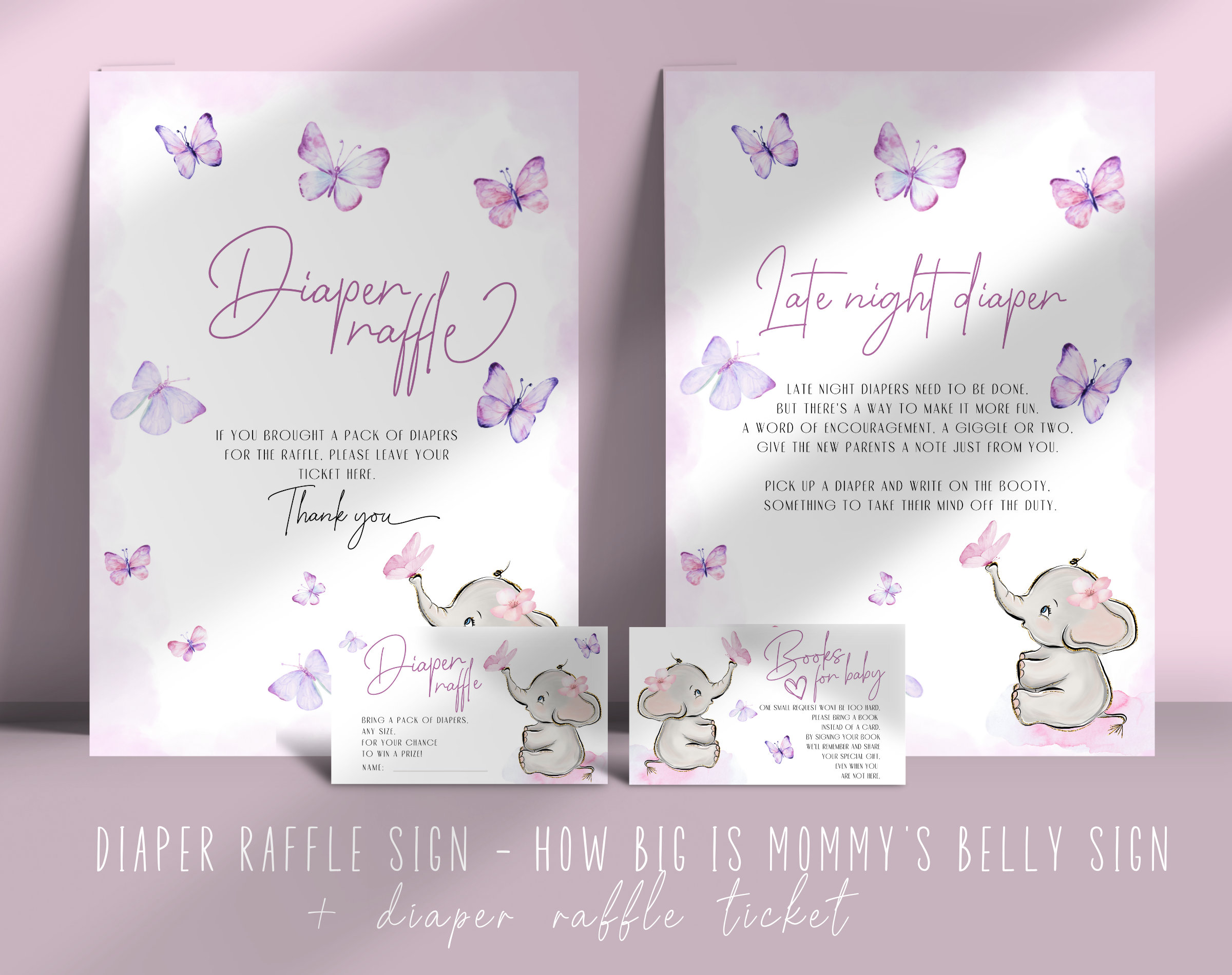 Butterfly BABY SHOWER GAMES Activities Edit&print Baby Shower Bingo