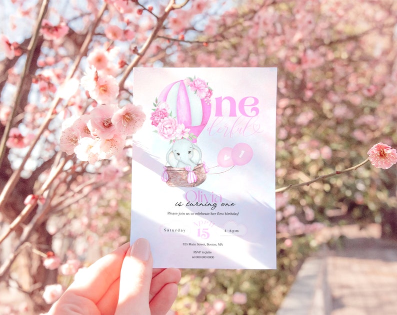 First Birthday INVITATION Girl Printable One Year Old 1st Birthday Baby ...