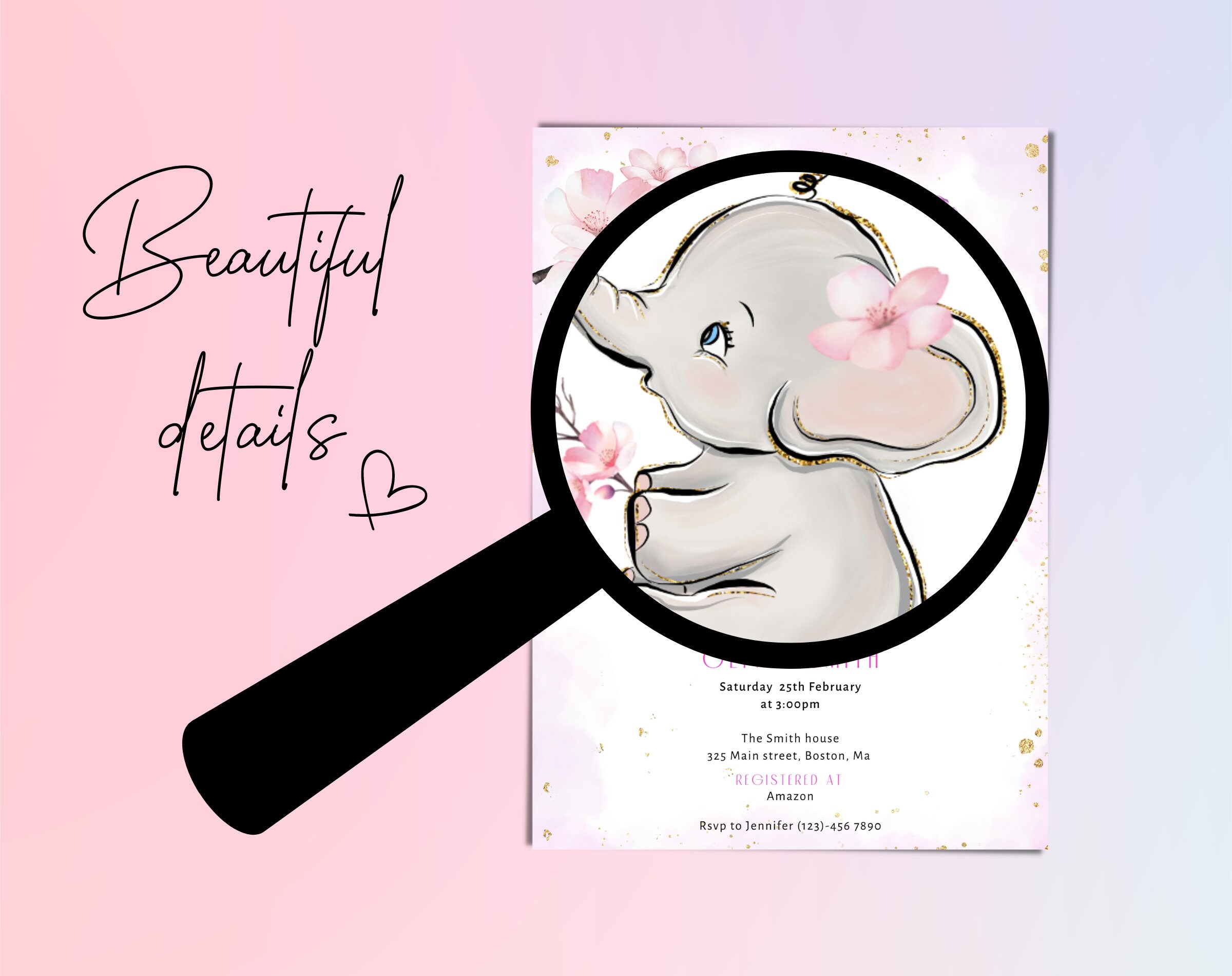Baby Shower Elephant Invite Printable Elephant Baby Shower Invite Baby ...