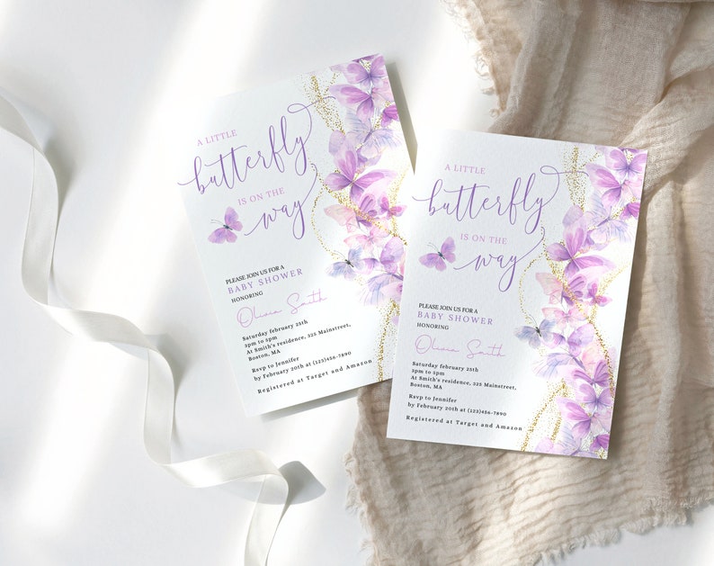 Butterfly Baby Shower Invitation Printable Baby Shower Etsy