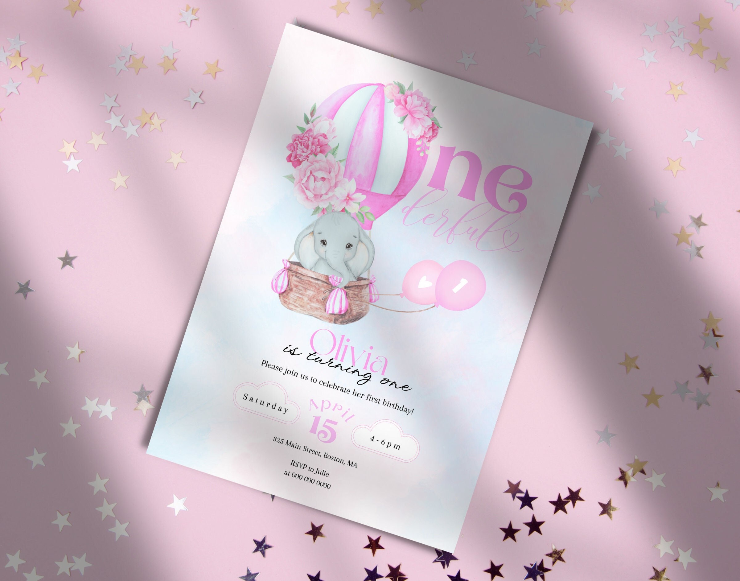 First Birthday INVITATION Girl Printable One Year Old 1st Birthday Baby ...