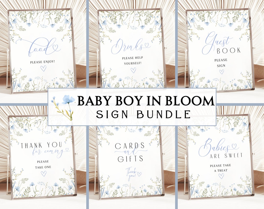 Baby Boy Sign Bundle Ready to Print INSTANT Download Baby Boy Shower ...