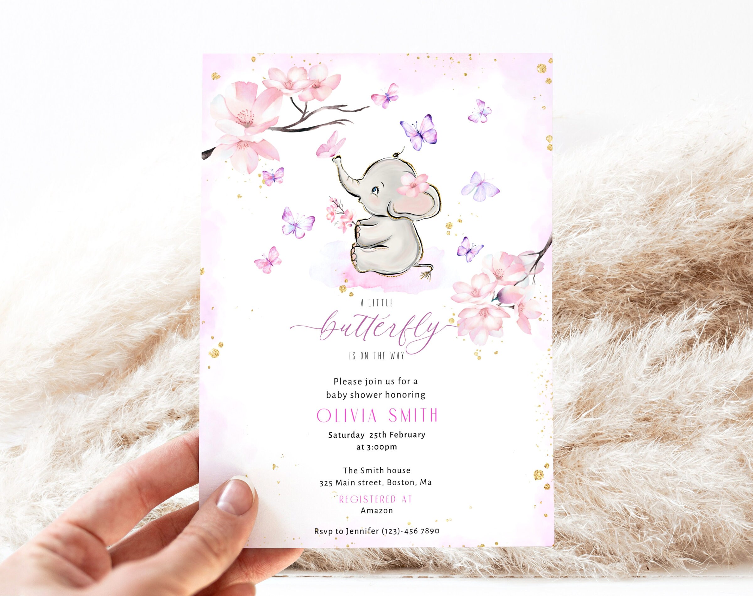 Baby Shower Elephant Invite Printable Elephant Baby Shower Invite Baby ...
