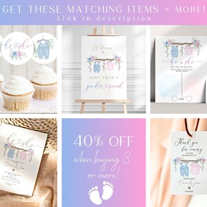 Digital Gender reveal invite - Printable Unique Gender Reveal Ideas, Bohemian gender reveal, Pink Baby blue, Gender Reveal Invitation GR04 image 4