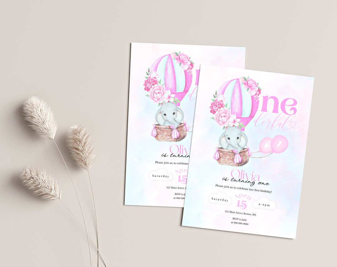 First Birthday INVITATION Girl | Printable | One Year Old 1st Birthday ...