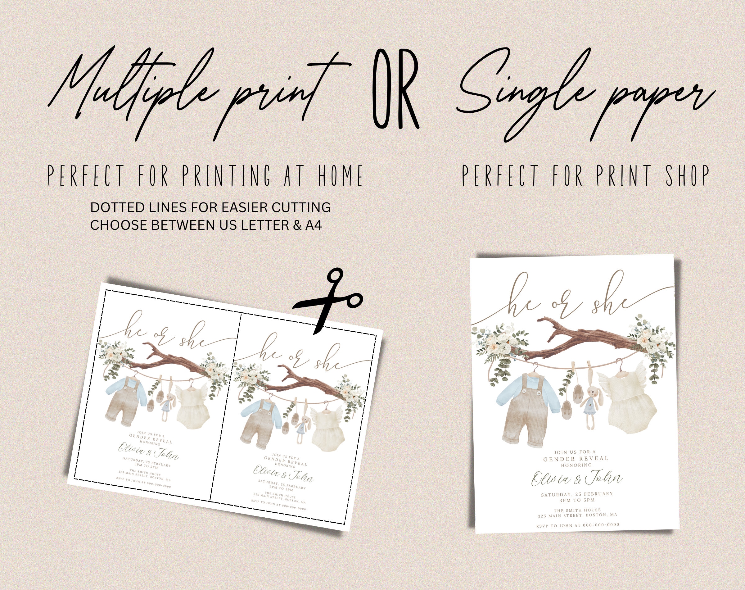 Boho Gender Reveal Invitation Gender Reveal Ideas He or She What Will ...