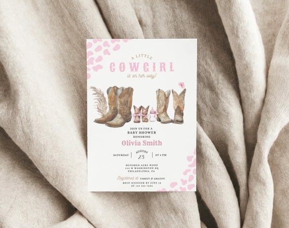 Cowgirl baby shower invitation Western Baby shower invite Printable Rodeo Baby shower Ranch baby shower invitation Cowgirl invitation BBS43