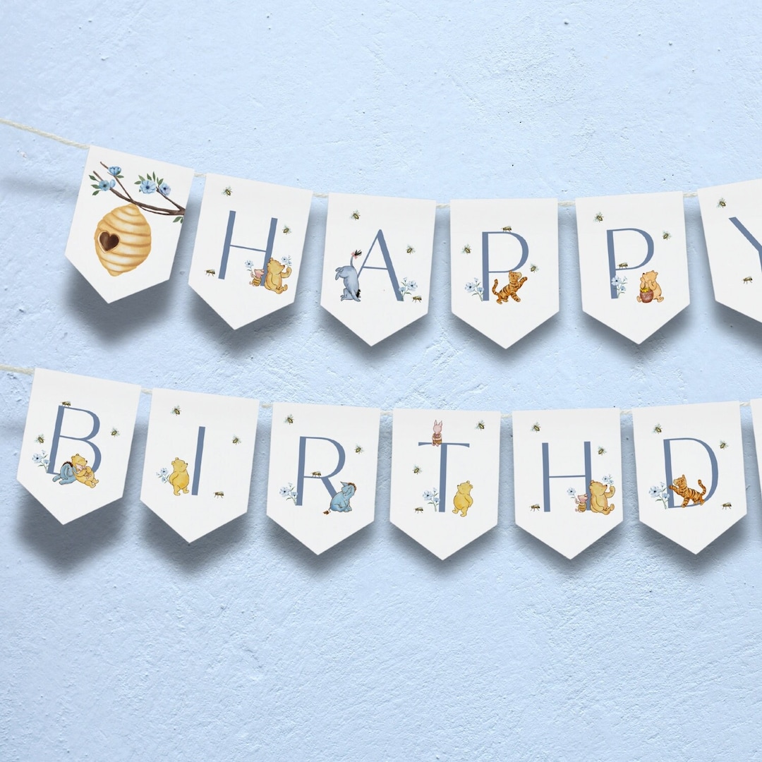 Printable Winnie the Pooh Banner Winnie the Pooh Birthday Banner