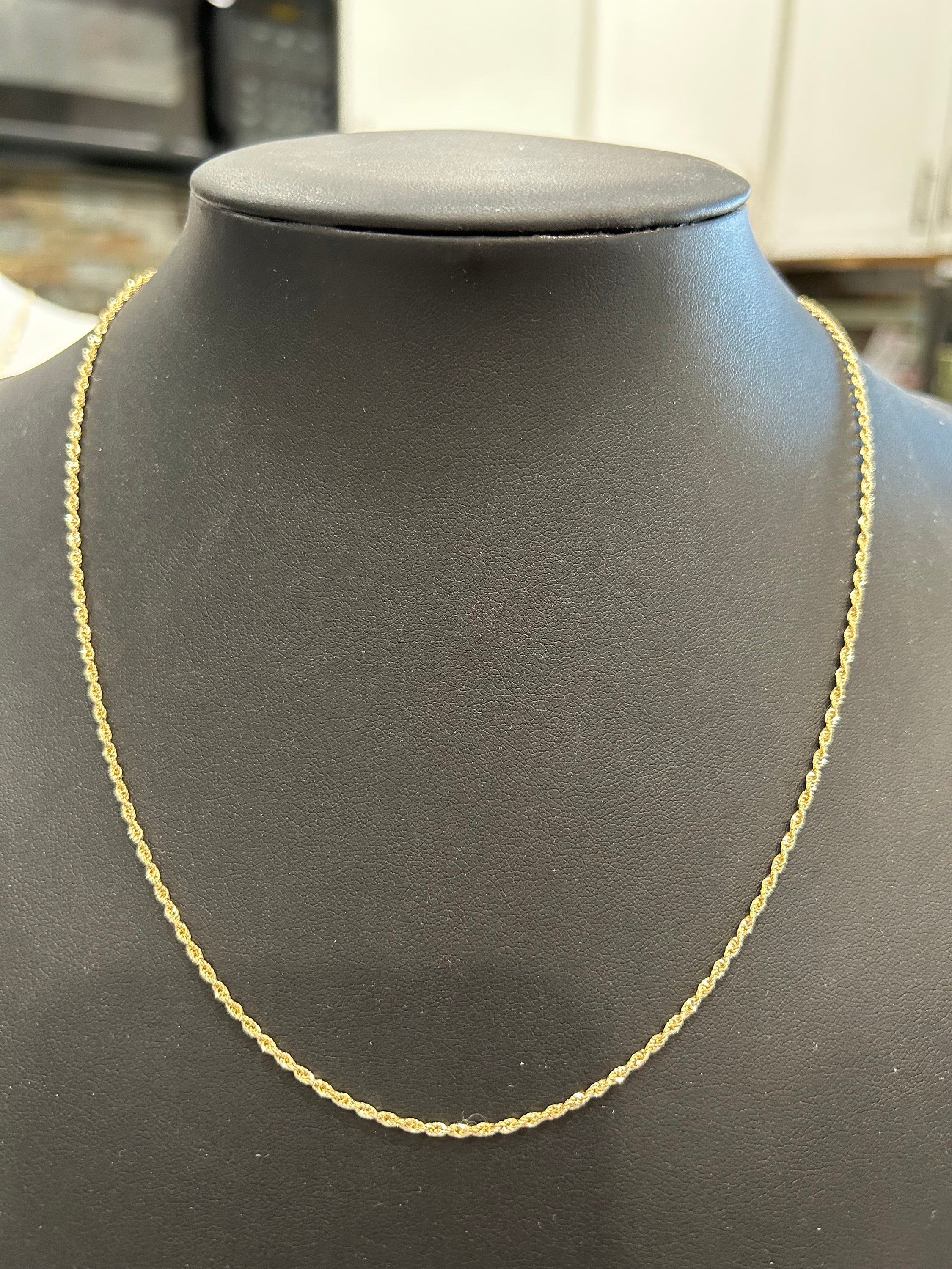 Kette Gravur 10 Karat Gelbgold Seilkette 1,5 Mm, Diamantgeschliffen, 18 Zoll – Italienische Qualität Für Damen Echt Gold Kette