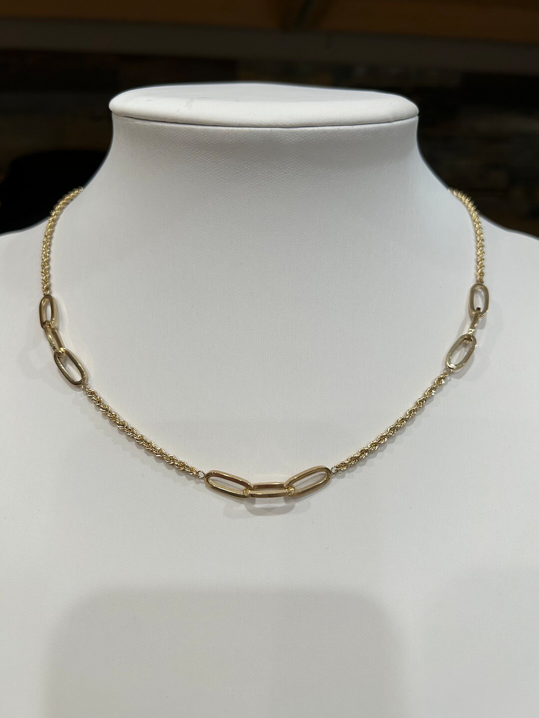 Double Paperclip And Rope Chain 10 Karat Gold, Paper Clip and Rope Chain Necklace - Etsy