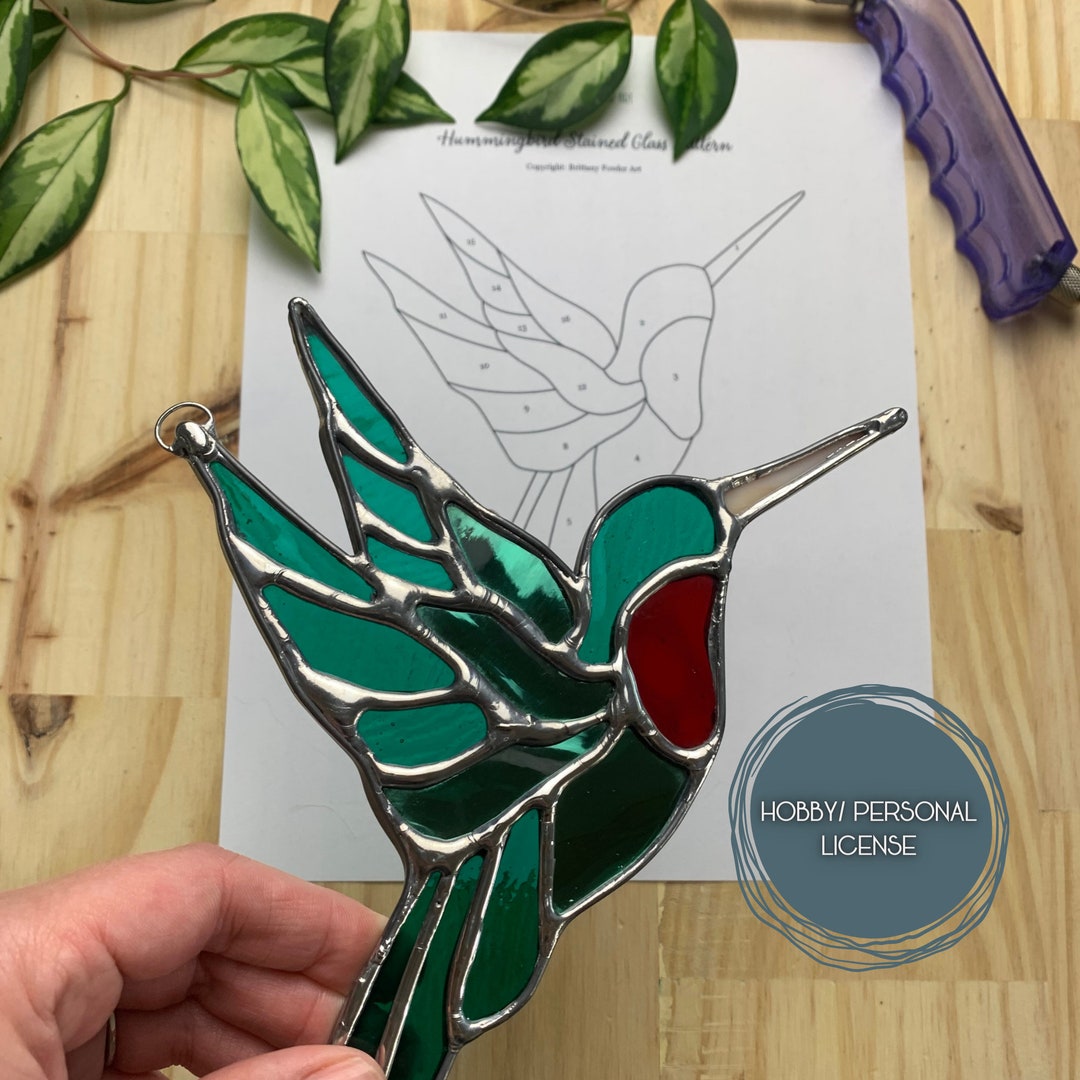 Hummingbird Stained Glass Pattern, Sun Catcher Pattern, Glass Projects