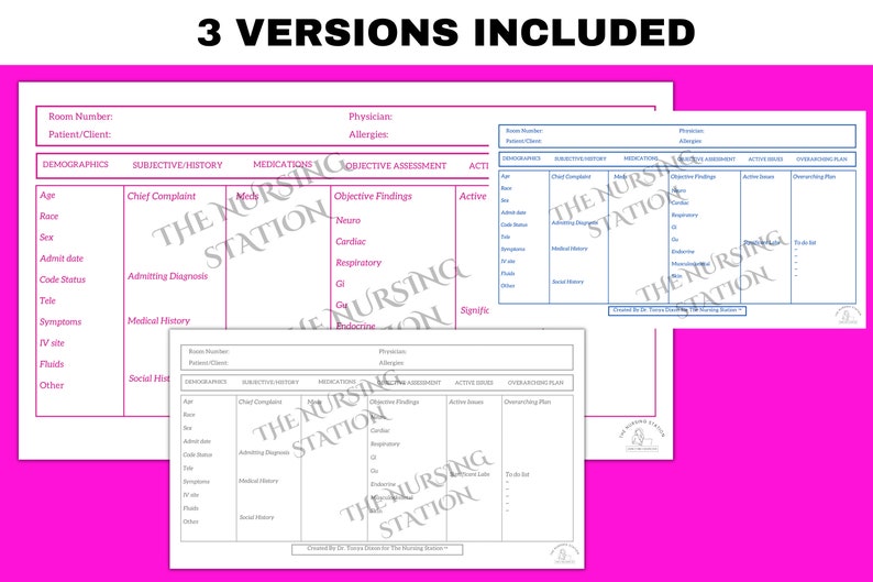 Printable Nursing Report Template Nurse Report Sheet Med Etsy