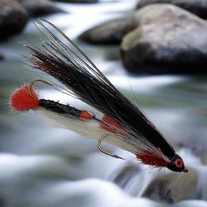 Mosca de pesca Streamer, Hairwing, Shiner preto e branco, tandem, tamanho 4