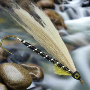 Streamer Fishing Fly, Hairwing, Black Ghost Hairwing Variant, Single Hook, Sizes 2-4