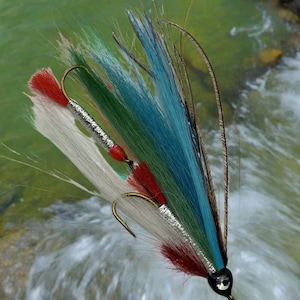 Mosca de pesca Streamer, Hairwing, Azul Esmeralda, Tandem, Tamanho 4