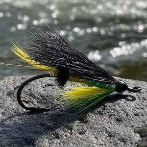 Atlantic Salmon Fishing Fly, Hairwing, Green Highlander, Sizes 4-12