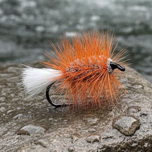 Atlantic Salmon Fishing Fly, Orange Bug - Deer Hair Bug