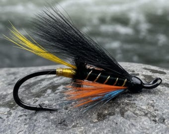Atlantic Salmon Fishing Fly, Hairwing, Thunder & Lightning Dark Wing, Sizes 4-12