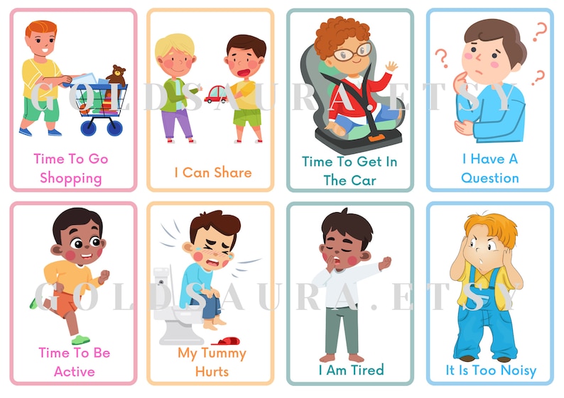 Autism Communication Flash Cards,64 Non Verbal Communication Cards
