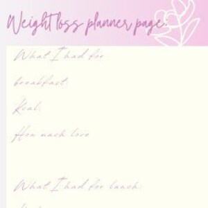 Weightloss Meal Planner Page