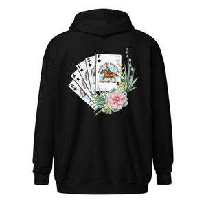 Sudadera con capucha y cremallera de mezcla gruesa con diseño de cartas de póquer PSE para adultos unisex