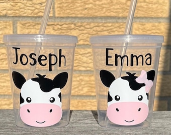 Personalized Kids Cow Cup/Farm Animal Party Cup/Cow Party Favors/Western Animal Cup/Kids Custom Cup/BPA free Cups/