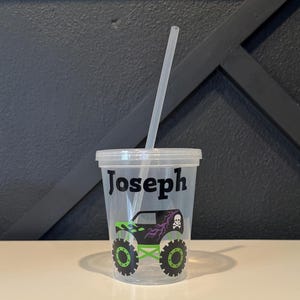 Personalized Monster Truck Kids Cups/Monster Truck Birthday/Monster Truck Party Favors/Monster Truck Party Cups/Monster Jam Birthday Grave Digger