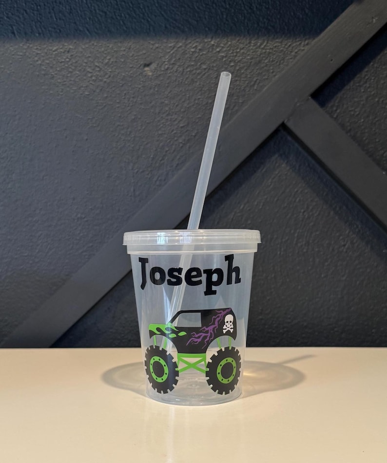 Personalized Monster Truck Kids Cups/Monster Truck Birthday/Monster Truck Party Favors/Monster Truck Party Cups/Monster Jam Birthday Grave Digger