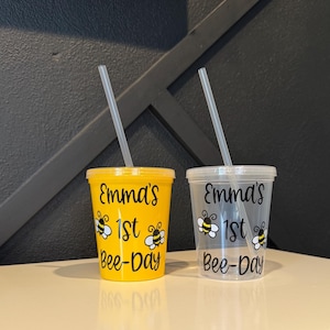 Personalized Bumble Bee 1st Birthday Party Cups