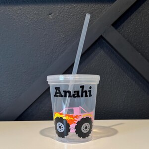 Personalized Monster Truck Kids Cups/Monster Truck Birthday/Monster Truck Party Favors/Monster Truck Party Cups/Monster Jam Birthday Pink Monster Truck