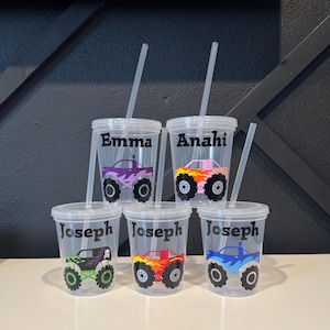 Personalized Monster Truck Kids Cups/Monster Truck Birthday/Monster Truck Party Favors/Monster Truck Party Cups/Monster Jam Birthday image 1