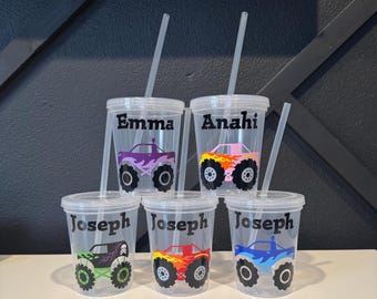 Personalized Monster Truck Kids Cups/Monster Truck Birthday/Monster Truck Party Favors/Monster Truck Party Cups/Monster Jam Birthday