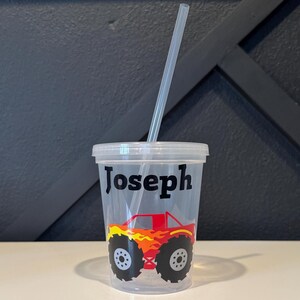 Personalized Monster Truck Kids Cups/Monster Truck Birthday/Monster Truck Party Favors/Monster Truck Party Cups/Monster Jam Birthday Red Monster Truck