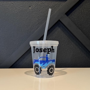 Personalized Monster Truck Kids Cups/Monster Truck Birthday/Monster Truck Party Favors/Monster Truck Party Cups/Monster Jam Birthday Blue Monster Truck