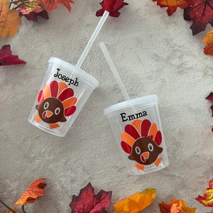 PersonalizedThanksgiving Kids Cup/Fall Cup/Turkey Cup/16 oz Stadium cup/Thanksgiving Custom Kids Cup/Party Favors/Thanksgiving Decor