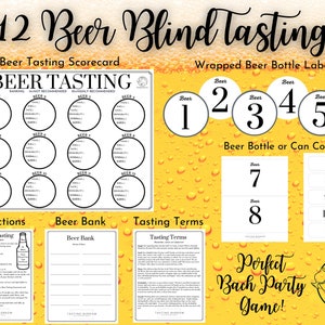 12 Degustazione alla cieca di birra, Gioco per addio al nubilato o al celibato, Gioco estivo per adulti per compleanni, Attività di riunione, Download digitale