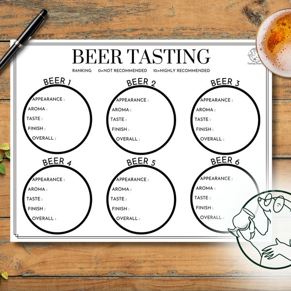 Beer Tasting Sheet, Beer Flight Tasting Score Sheet, Beer DIY Blind Tasting Mat, Digital Download