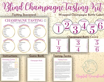Champagner-Verkostungs-Party-Kit, Bachelorette Junggesellinnenabschied-Spiele, Brautparty-Champagne Scoresheet, Errate den Champagner, Verlobungs-Segelparty