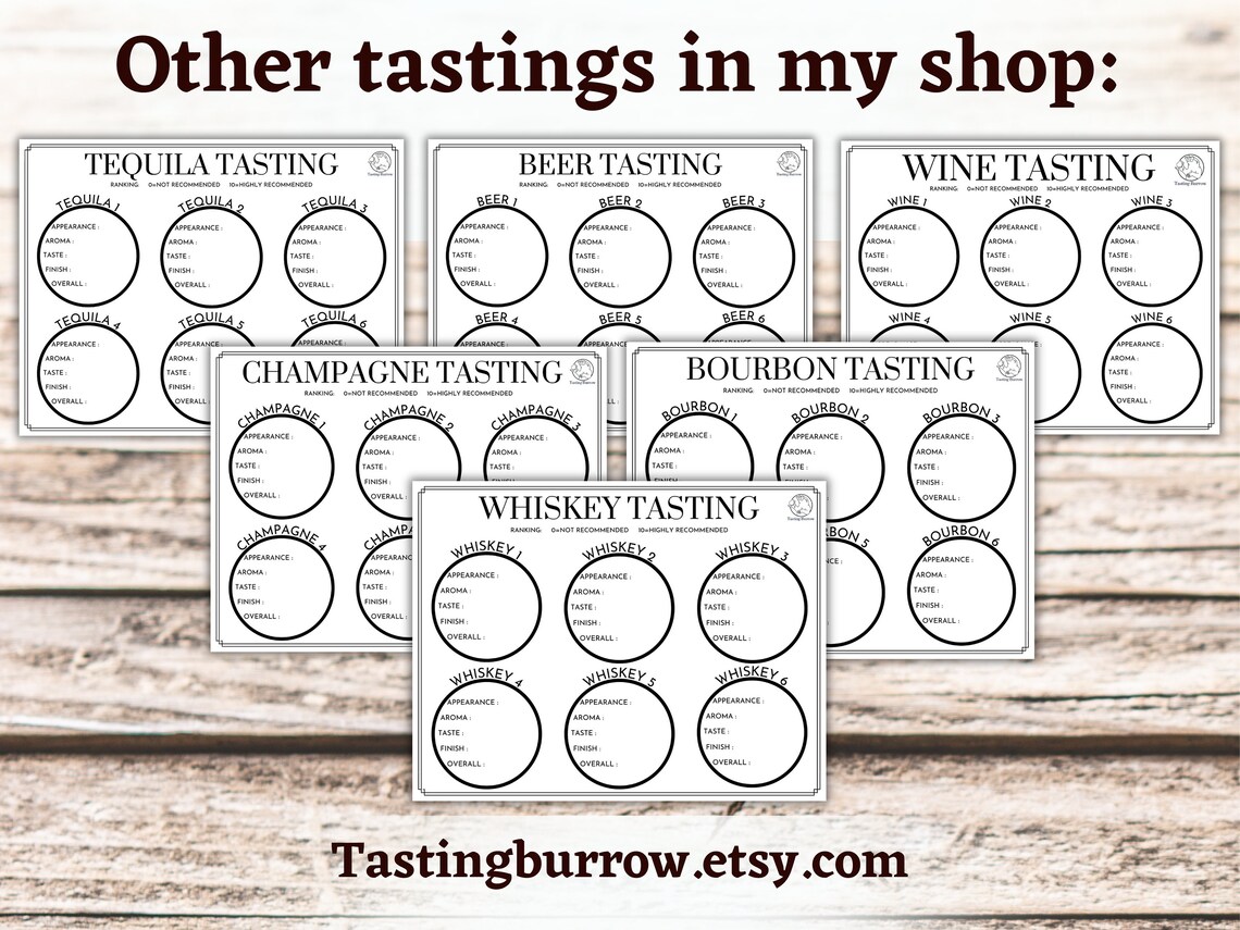 Gin Tasting Scoresheet Gin Flight Tasting Gin Tasting Sheet Etsy