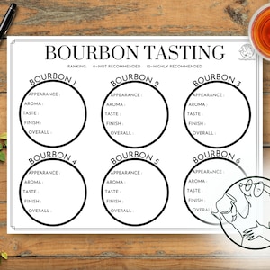 Bourbon Tasting Sheet, Bourbon Flight Tasting, Bourbon DIY Blind Tasting, Bourbon lover unique Christmas Gift for him, Digital Download