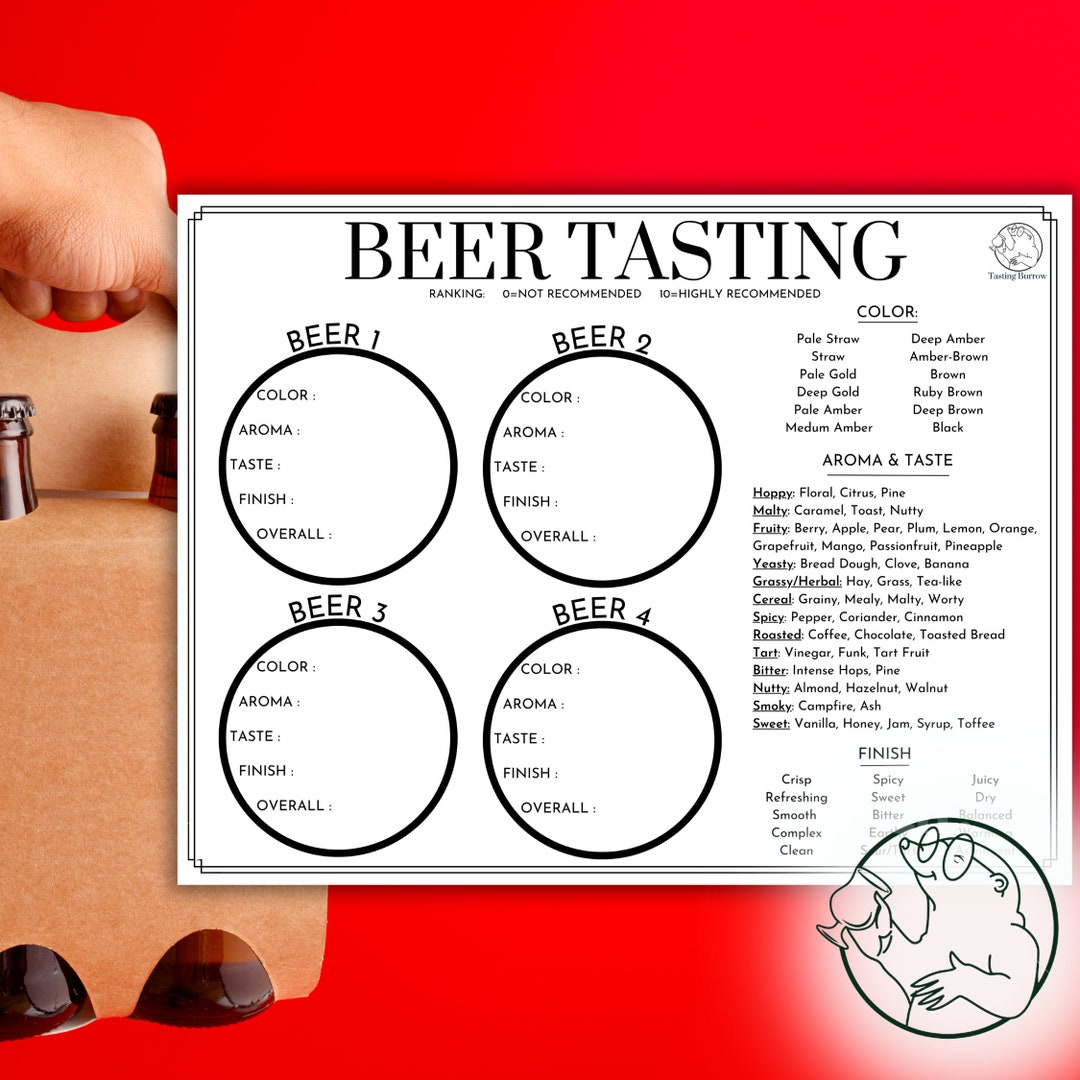Beer Tasting Guide & Score Card, Beer Tasting Flight Mat Downloadable, Beer Tasting Game