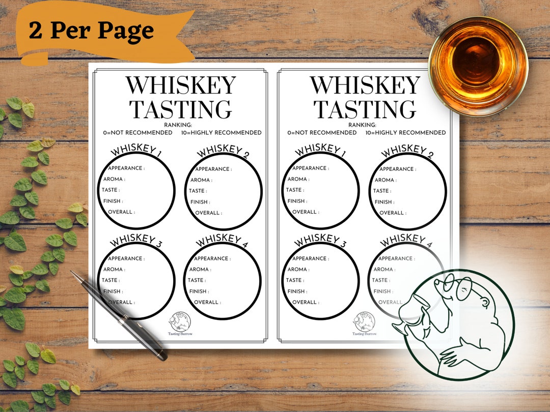 Whiskey Tasting Sheet, Four Whisky Tasting Mat, Whiskey DIY Blind