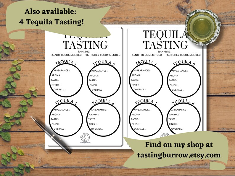 Tequila Tasting Sheet Tequila Tasting Notes Tequila DIY Etsy
