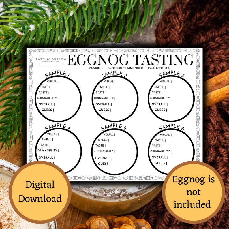 Blind Eggnog Tasting Party, Christmas Party Game, Holiday Thoughtful
