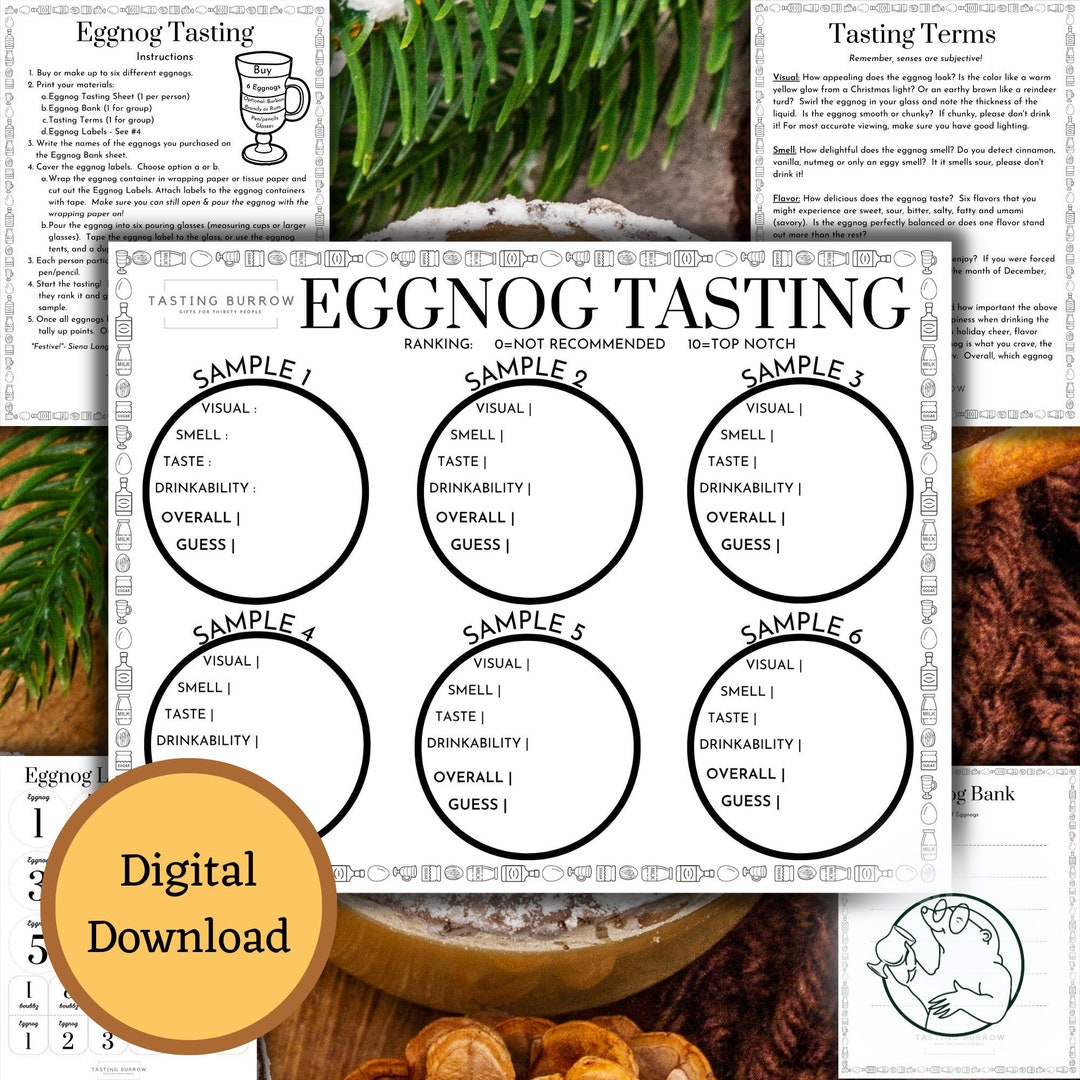 Blind Eggnog Tasting Party, Christmas Party Game, Holiday Thoughtful