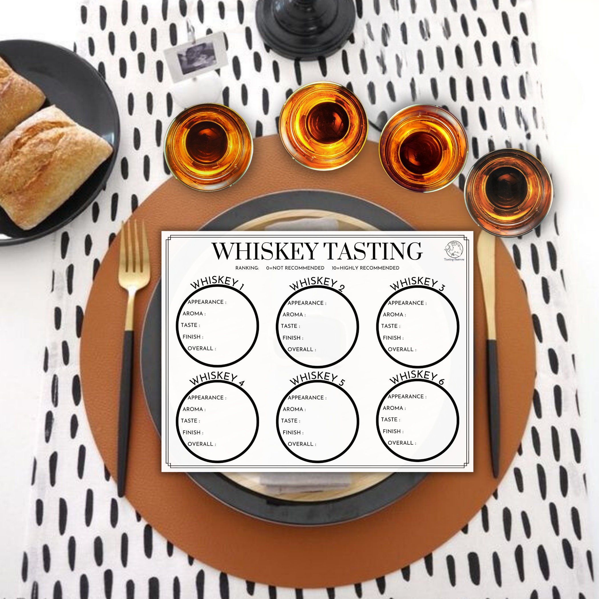 Whiskey Tasting Sheet, Whisky Tasting Mat, Whiskey DIY Blind Tasting