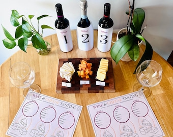 Wine and Cheese Pairing, Blind Tasting, Wine and Cheese Party Kit, Wine Pairing Chart, Wine Lover, Anniversary Game, Digital Download